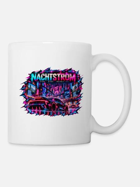 Nachtstrom Neonrenner Stadt - Tasse - Weiß