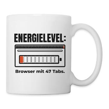 Energielevel: Browser mit 47 Tabs – Shirt - Tasse - Weiß - Rechts