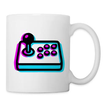 Cyan Arcade Stick Glitch Grafik - Tasse - Weiß - Rechts