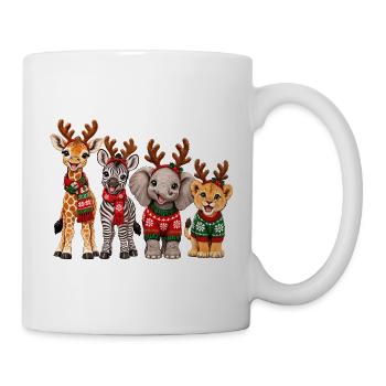 Safari Tiere mit Rentiergeweih zu Weihnachten - Tasse - Weiß - Rechts