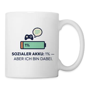 Sozialer Akku 1% – Dabei! - Tasse - Weiß - Rechts