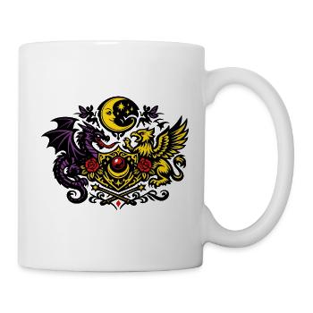 Drachen Phoenix Wappen in Lavendel Gold - Tasse - Weiß - Rechts