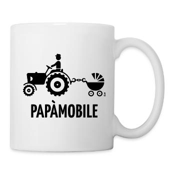 Papàmobile (Traktor und Personenwagen / schwarz) - Tasse - Weiß - Rechts