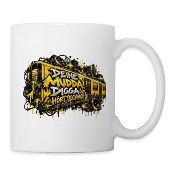 Techno-U-Bahn im Graffiti-Stil - Tasse - Weiß - Rechts