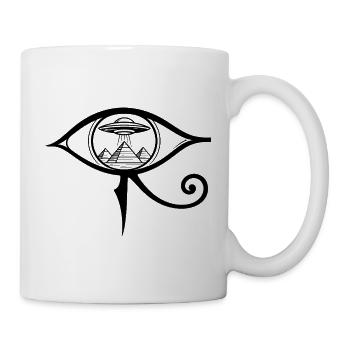Auge von Horus, antikes UFO - Tasse - Weiß - Rechts