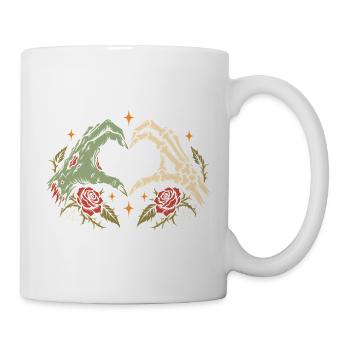 Halloween Herz Liebe - Zombie & Skelett  - Tasse - Weiß - Rechts