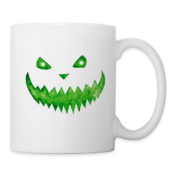 Giftgrüne Kürbisfratze - Halloween Gesicht Grün - Tasse - Weiß - Rechts