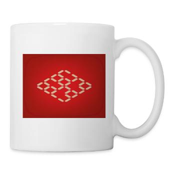 Beiges Diamanten-Raster Muster - Tasse - Weiß - Rechts