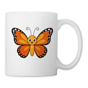 Oranger Schmetterling illustriert - Tasse - Weiß - Rechts