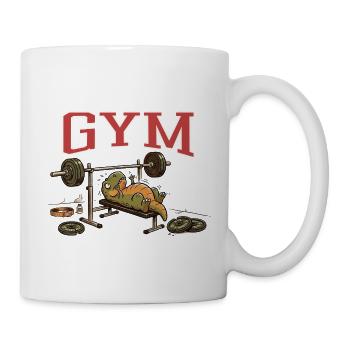 T-Rex Bankdrücken Gym Dinosaurier Humor - Tasse - Weiß - Rechts
