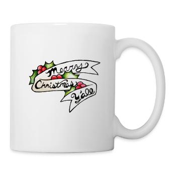 Frohe Weihnachten, ihr alle, Banner - Tasse - Weiß - Rechts