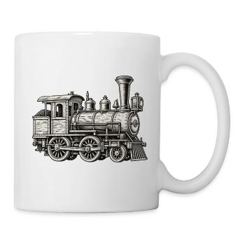 Dampflok Vintage Historische Eisenbahn - Tasse - Weiß - Rechts