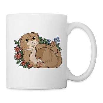 Florales Scottish Fold-Kätzchen - Tasse - Weiß - Rechts
