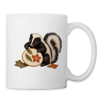 Stinktier gestaltet eine Stoffcollage - Tasse - Weiß - Rechts