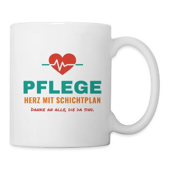 Pflege – Herz mit Schichtplan - Tasse - Weiß - Rechts