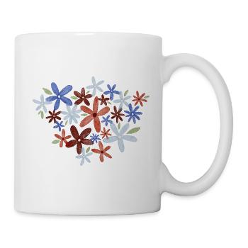 Aquarell Blumen - Tasse - Weiß - Rechts