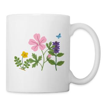 Blumen botanisch Garten Zeichnung Blumenliebhaber - Tasse - Weiß - Rechts