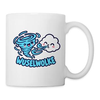 Wuselwolke – Lustiges Wind & Wolken Kinder Motiv - Tasse - Weiß - Rechts