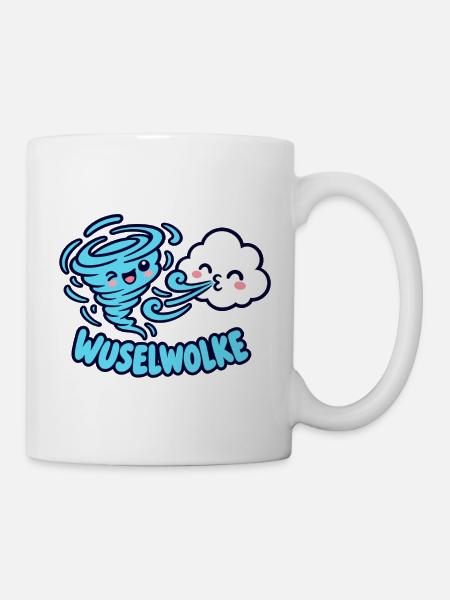 Wuselwolke – Lustiges Wind & Wolken Kinder Motiv - Tasse - Weiß