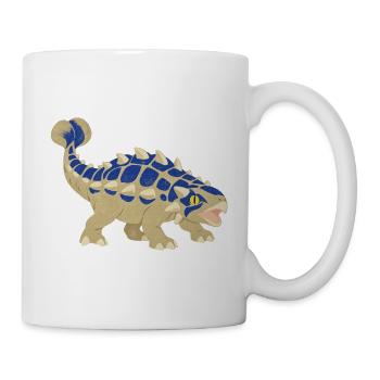 Blau gestreifter Ankylosaurus im Vintage-Stil - Tasse - Weiß - Rechts