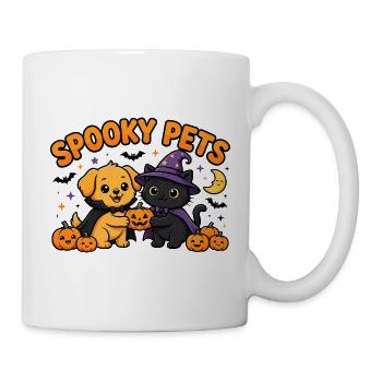 🎃 Gruselige Haustiere – Halloween-Katze und -Hund - Tasse - Weiß - Rechts