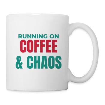 Laufend auf Kaffee und Chaos - Tasse - Weiß - Rechts