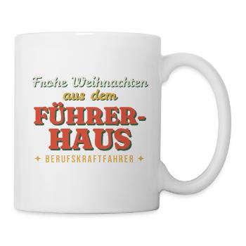 Frohe Weihnachten aus dem Führerhaus - Lkw - Tasse - Weiß - Rechts