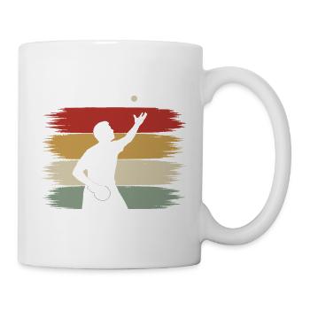 Tischtennis Aufschlag Ballwurf Retro Silhouette - Tasse - Weiß - Rechts