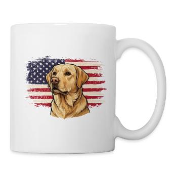 Gelber Labrador US-Flagge – Patriotische Labrador-Labrador-Mutter - Tasse - Weiß - Rechts