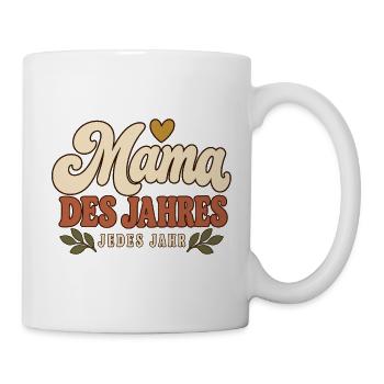 Mama des Jahres Geschenk zum Muttertag Retro - Tasse - Weiß - Rechts