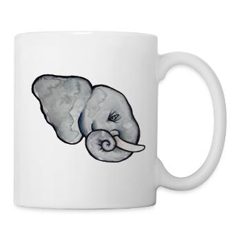 Aquarell Elefantenkopf - Tasse - Weiß - Rechts