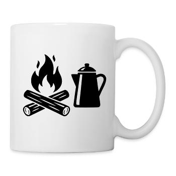 Lagerfeuer Kaffeekanne Icon - Tasse - Weiß - Rechts