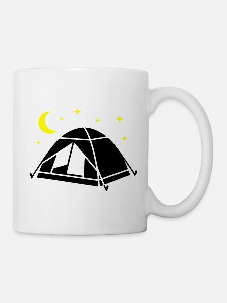 Zelt Mond Sterne Grafik - Tasse - Weiß