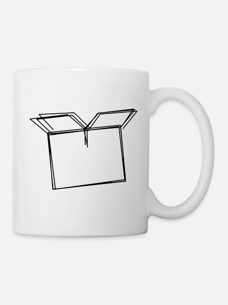 Umzugskarton handgezeichnet - Tasse - Weiß
