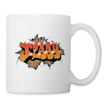 Jessy Graffiti Name: Hot Orange Brick Wall Smash - Tasse - Weiß - Rechts