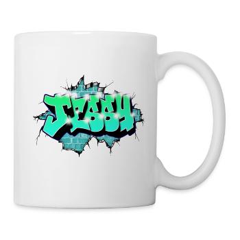 Jessy Graffiti Name: Neongrüne Backsteinwandexplosion - Tasse - Weiß - Rechts