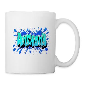 Anthony Graffiti Name: Epic Blue Splash Street Art - Tasse - Weiß - Rechts