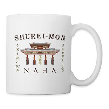 Naha, Shuri Gate, Okinawa, Japan Handzeichnung - Tasse - Weiß - Rechts