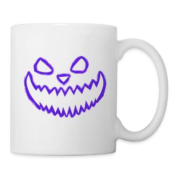 Kürbisgesicht Umriss Lila - Partnerlook - Tasse - Weiß - Rechts