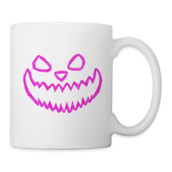 Kürbisgesicht Umriss Pink - Neon Halloween - Tasse - Weiß - Rechts