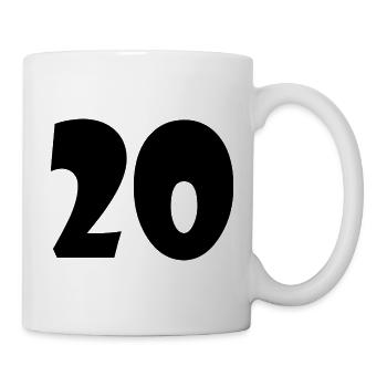 20. 20. JAHRESTAG. 20-JÄHRIGES JUBILÄUM. 20 JAHRE. - Tasse - Weiß - Rechts