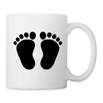 Babyfüße schwarz Geschenk zur Geburt Taufe - Tasse - Weiß - Rechts