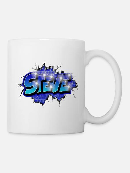 STEVE bricht durch Ziegel! Graffiti-Name - Tasse - Weiß