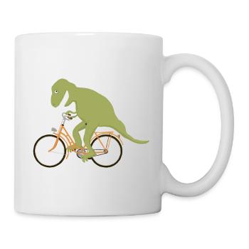 Dino fährt Rad - Tasse - Weiß - Rechts