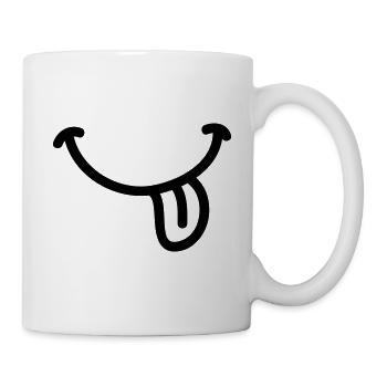 Smiley Grinsen Zunge - Line - Tasse - Weiß - Rechts