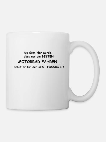Spruch Gott Motorrad Fussball - Tasse - Weiß