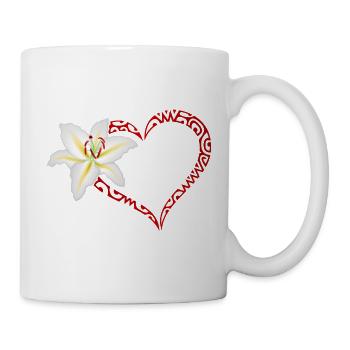 Lys et coeur maori - Mug blanc - blanc - Droite