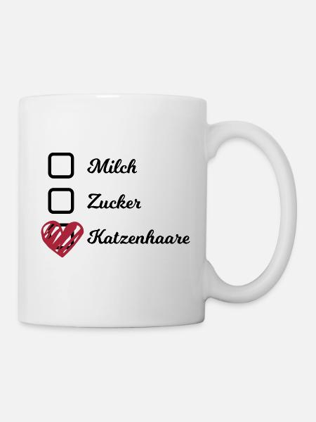 Mlich Zucker Katzenhaare Kaffee Becher Kater - Tasse - Weiß
