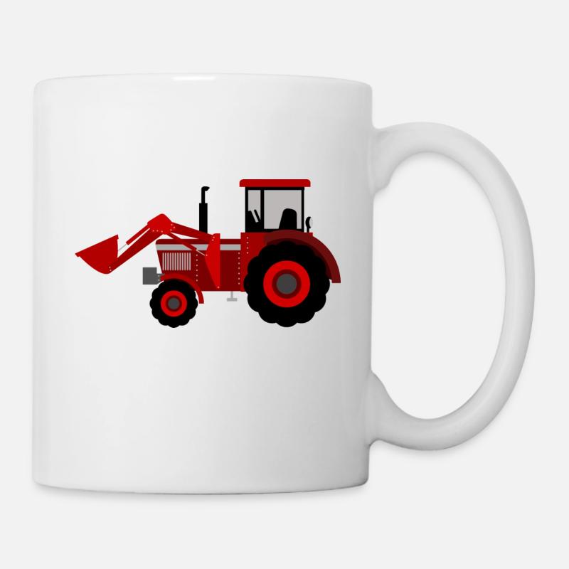roter Traktor - Tasse - Weiß