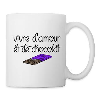 vivre d amour et de chocolat - Mug blanc - blanc - Droite